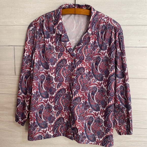 Vintage paisley button down shirt. Size 18 - Picture 2 of 5